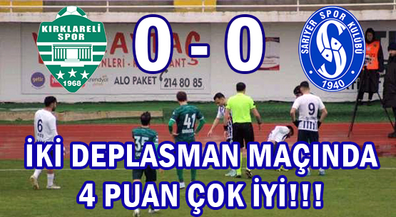 İKİ DEPLASMAN MAÇINDA </br>4 PUAN ÇOK İYİ!!!