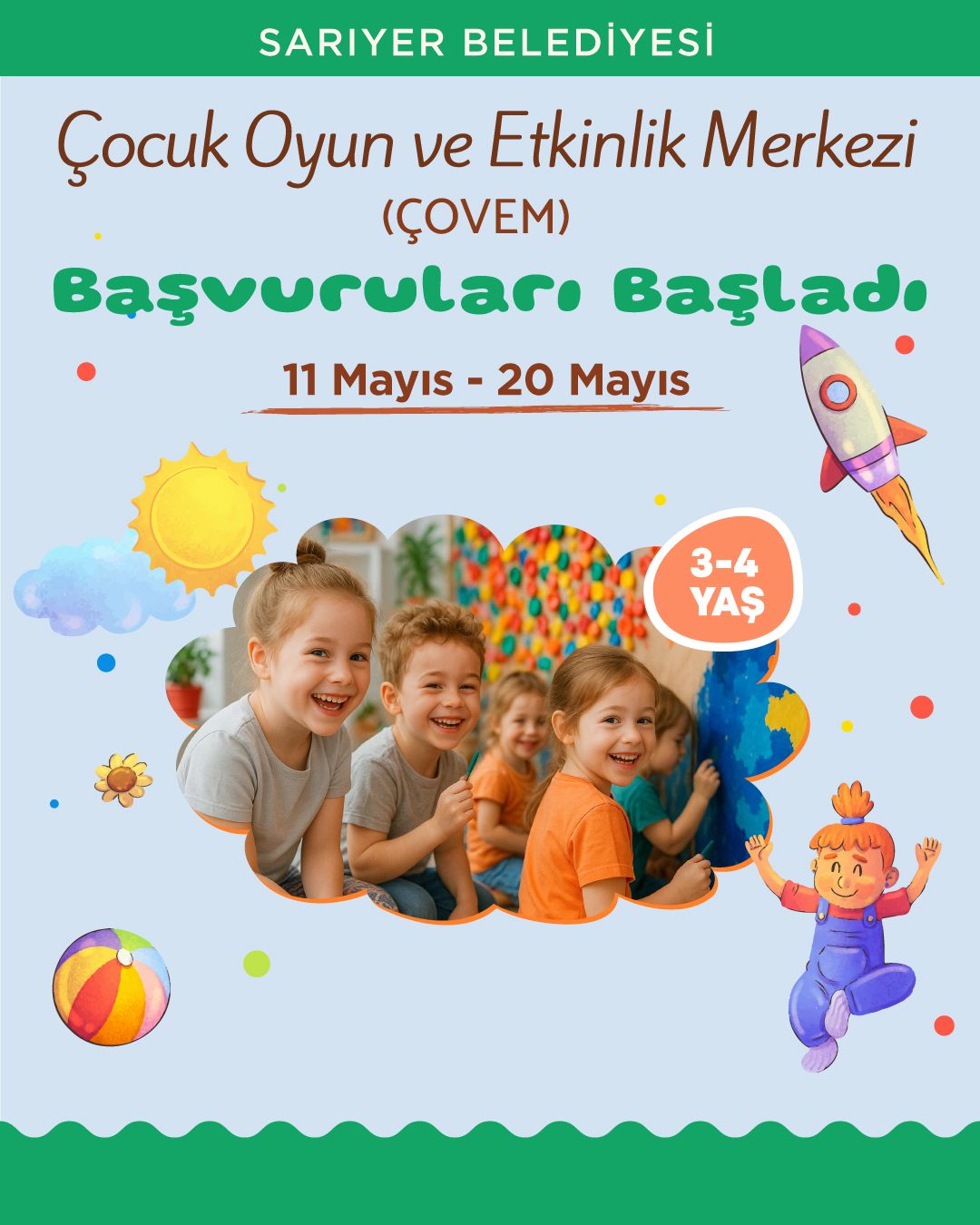 SARIYER BELEDİYESİ </br>ÇOCUK OYUN VE ETKİNLİK MERKEZLERİ’NDE </br>2026-2027 DÖNEMİ BAŞVURULARI BAŞLADI