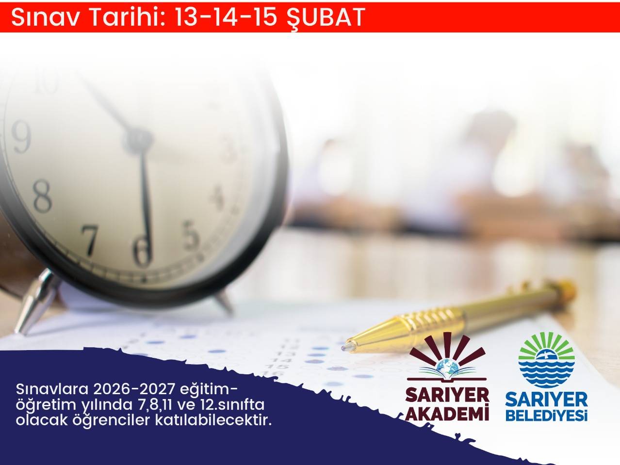 SARIYER AKADEMİ </br>KURUM KABUL SINAVI </br>BAŞVURULARI BAŞLADI