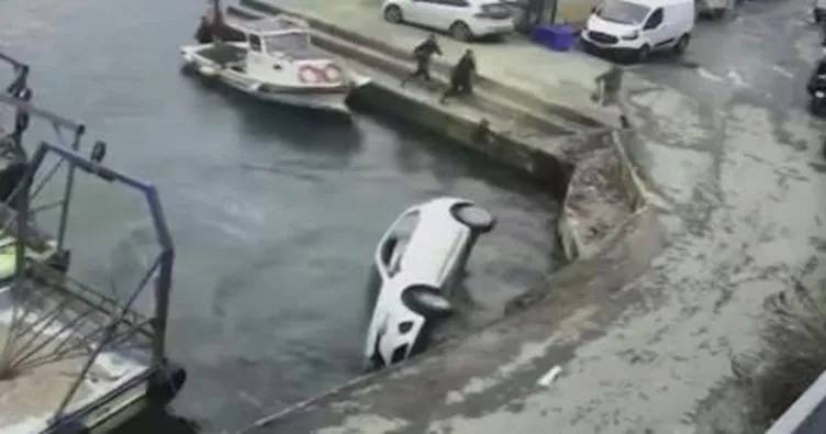 RUMELİ KAVAĞI’NDA  CAN PAZARI </br>OTOMOBİL  DENİZE DÜŞTÜ!!!