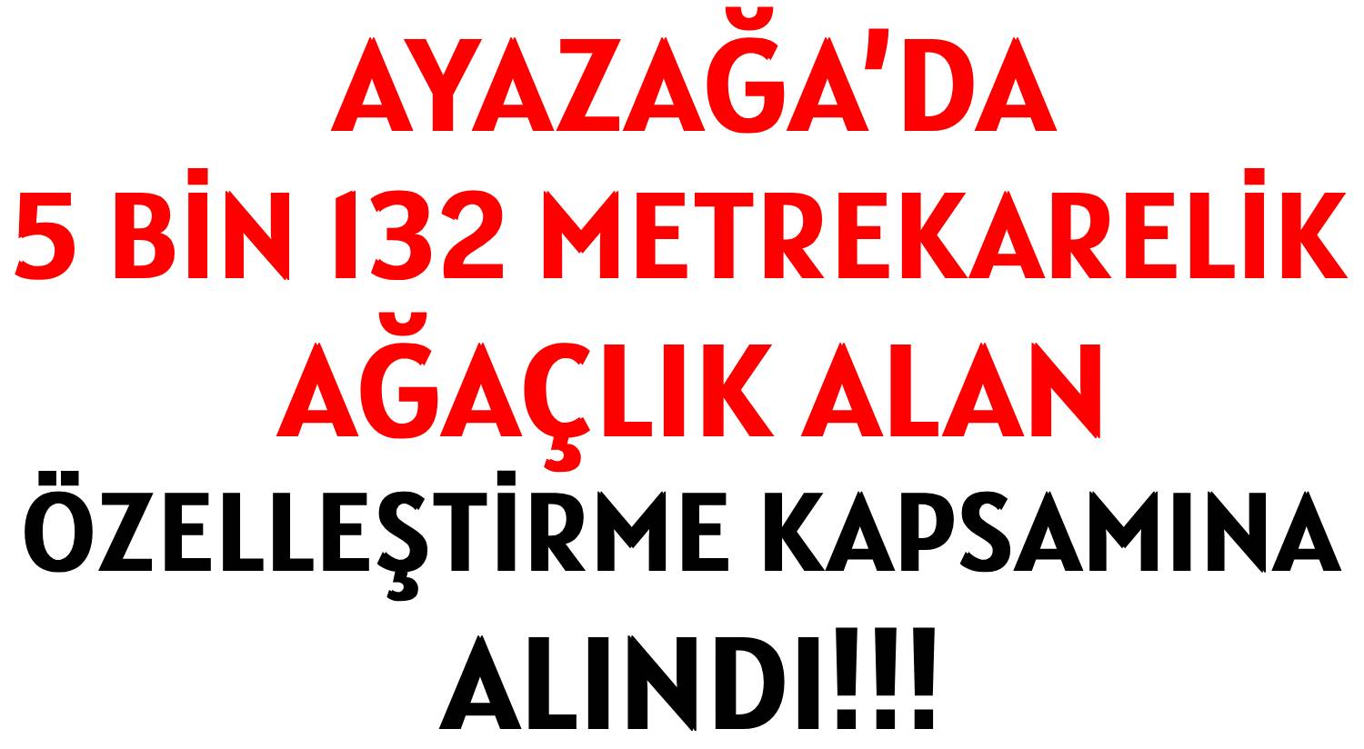 AYAZAĞA’DA </br>5 BİN 132 METREKARELİK </br>AĞAÇLIK ALAN </br>ÖZELLEŞTİRME KAPSAMINA ALINDI!!!